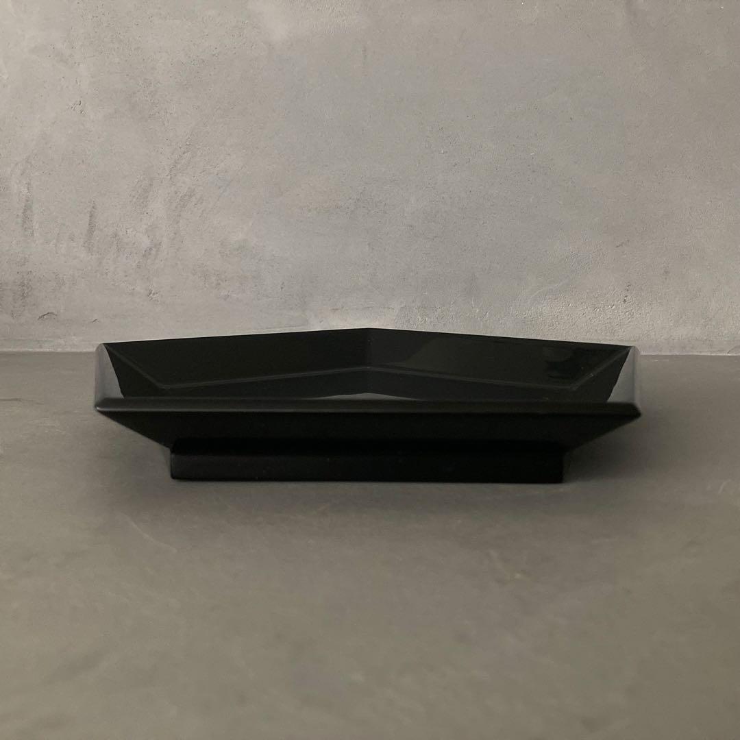 【未使用】茶道具 茶入盆 五角盆 黒真塗 漆器