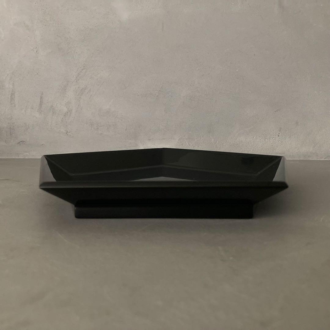 【未使用】茶道具 茶入盆 五角盆 黒真塗 漆器