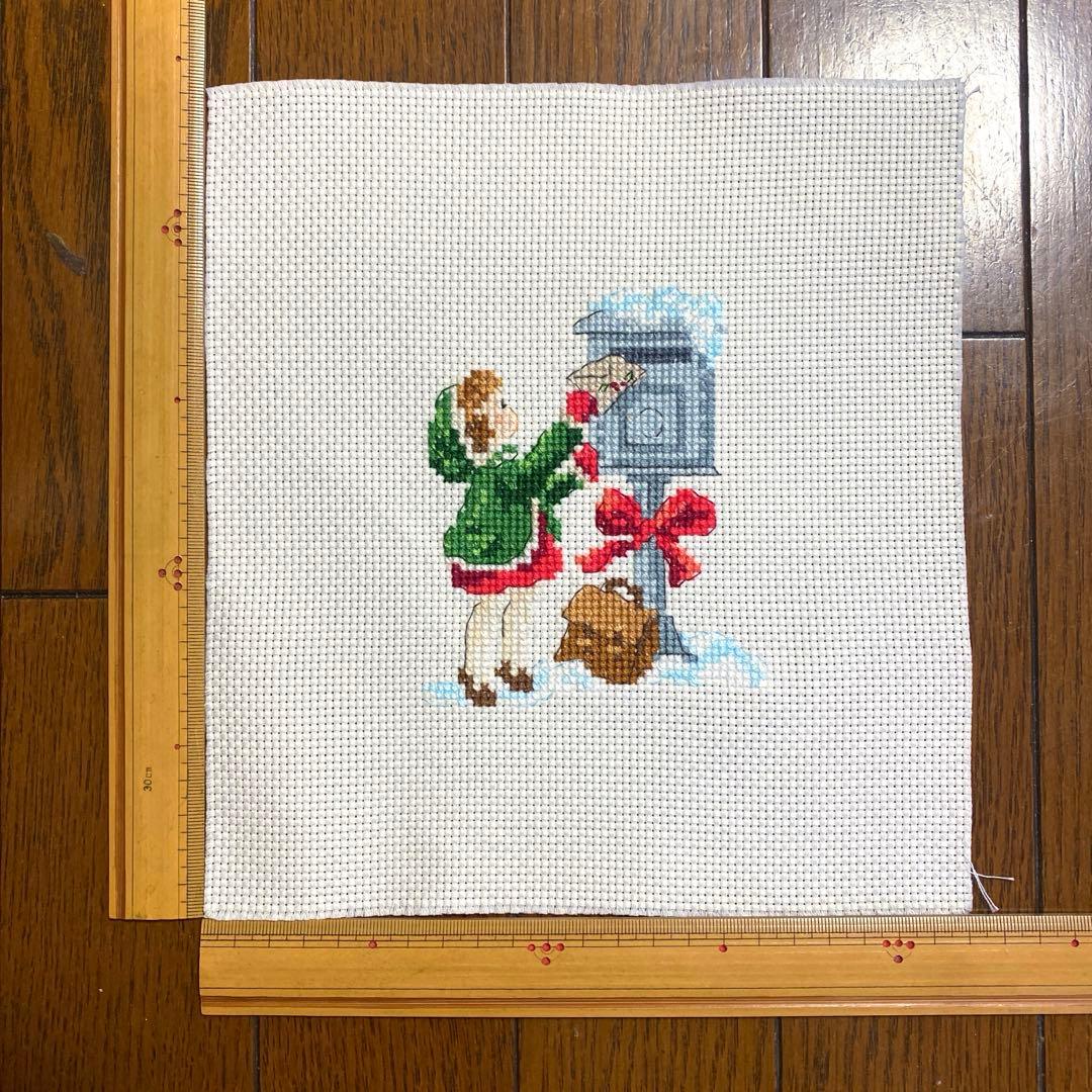 クロスステッチ　ハンドメイド　完成品　刺繍　ヴェロニク　クリスマス