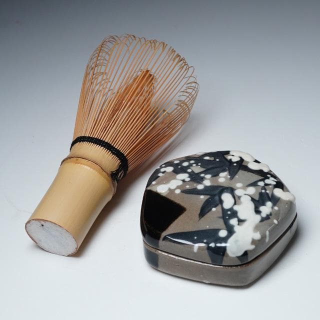 杉原祥公　雪笹香合　共箱　茶道具　丹波焼　炉用　尾形乾山