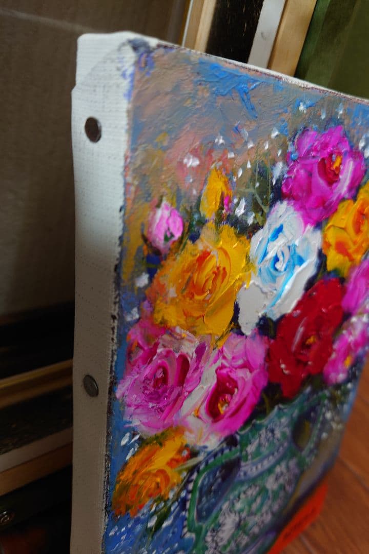 清水 亟典 「薔薇」真作 絵画 油絵 油彩 真作
