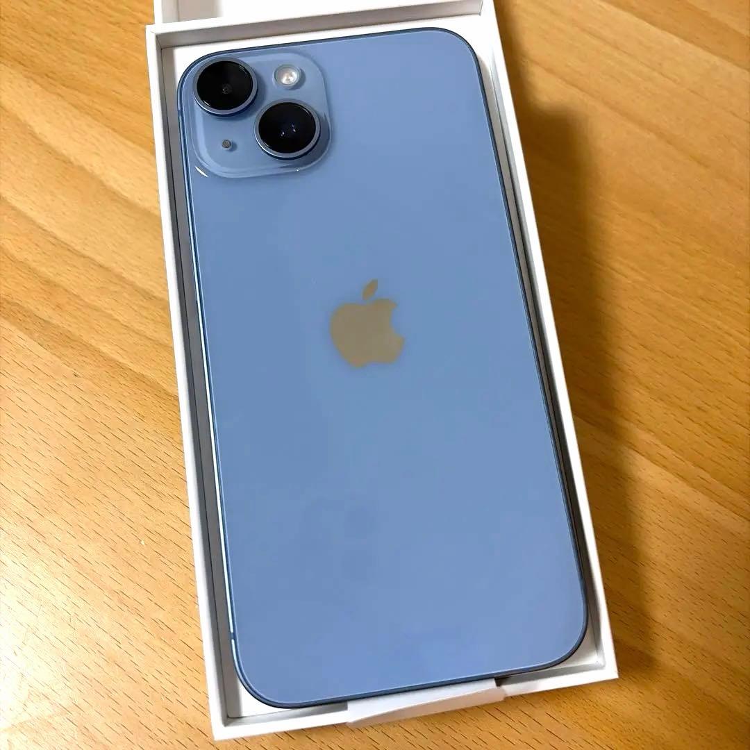 Apple iPhone14 ブルー本体 256GB 動作確認済一部ひび割れあり