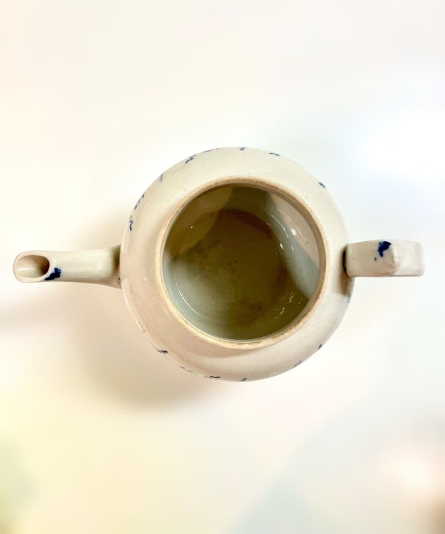 フランスアンティーク青い花柄 陶器ティーポット