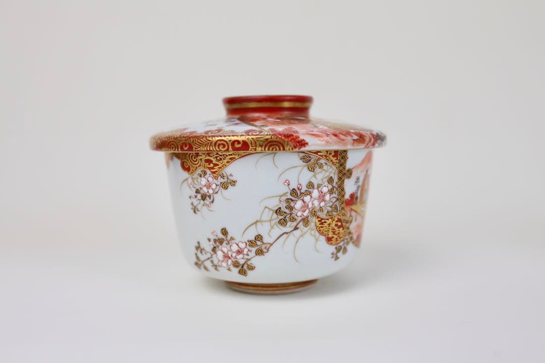九谷焼 栄喜堂 赤絵 金彩 色絵 茶道具 九谷 陶磁器 和食器 茶碗　6-4