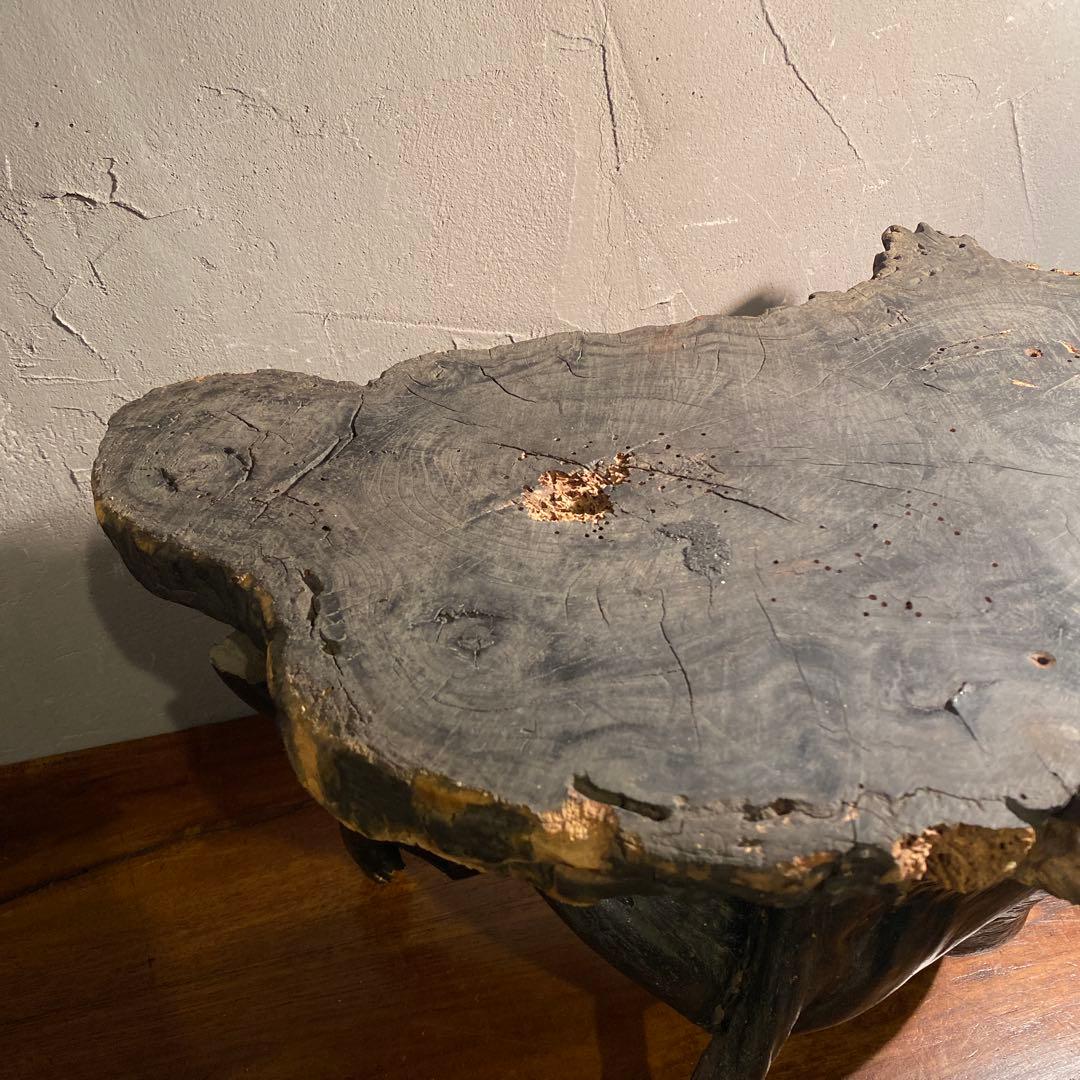 時代物 骨董品 天然木 花台 コブ 店舗什器 アンティーク 虫喰い