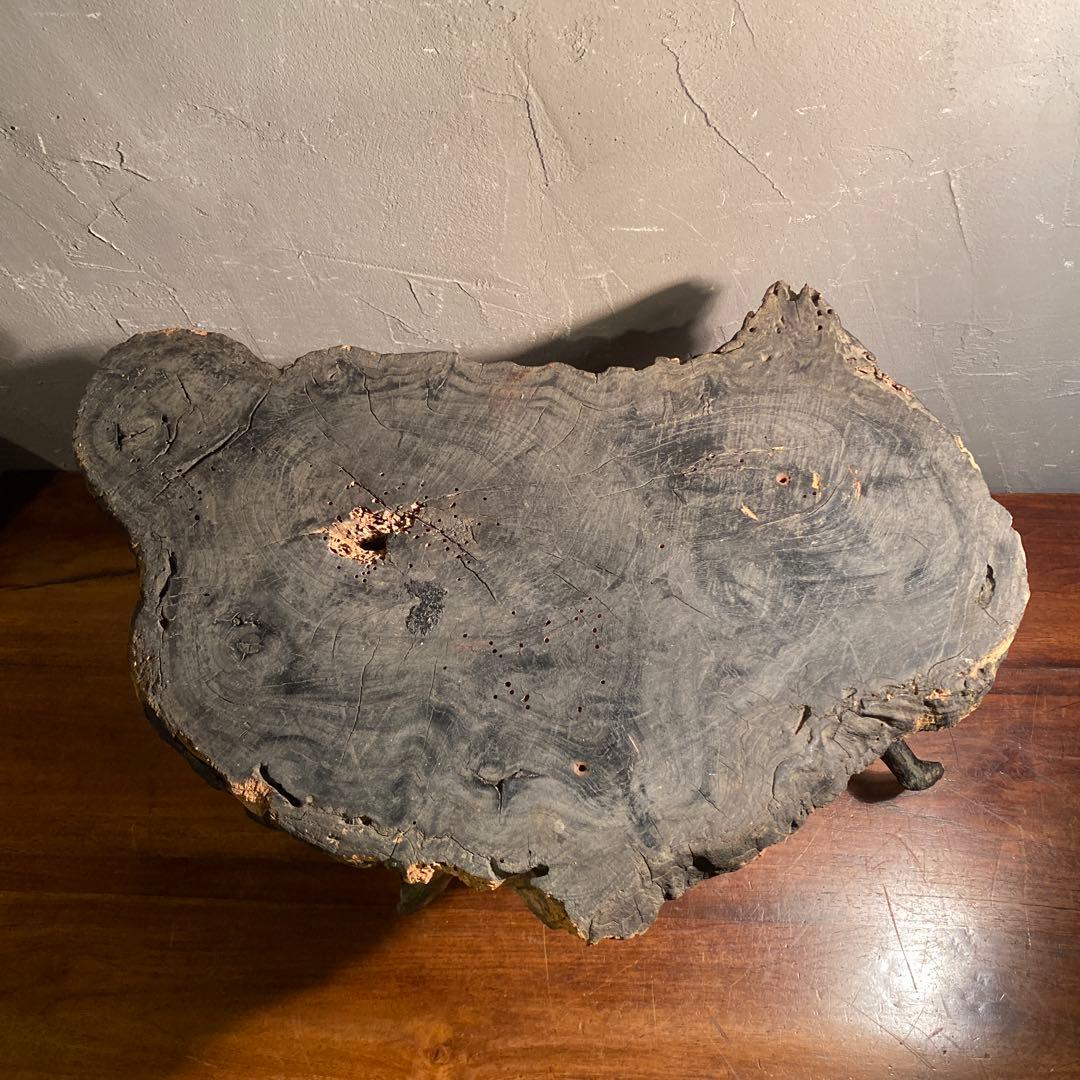 時代物 骨董品 天然木 花台 コブ 店舗什器 アンティーク 虫喰い