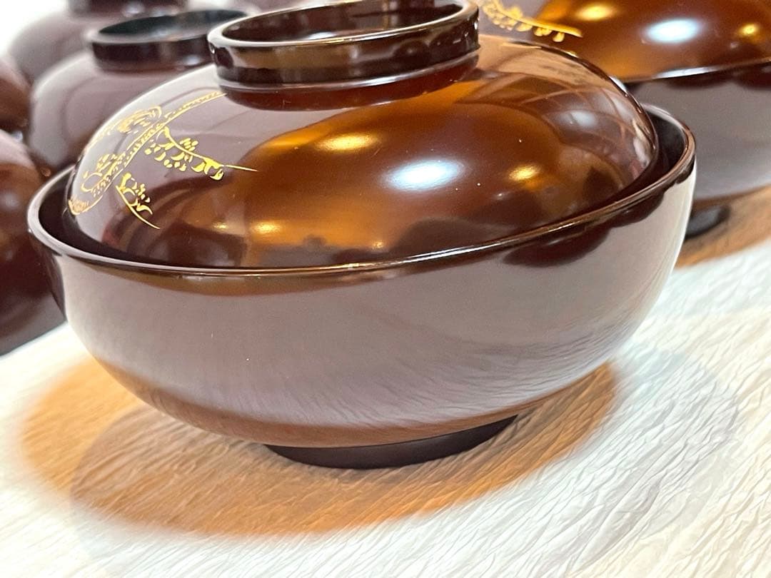 天然木　漆器　吸物椀　金蒔絵　骨董　時代物　アンティーク　10客① 149