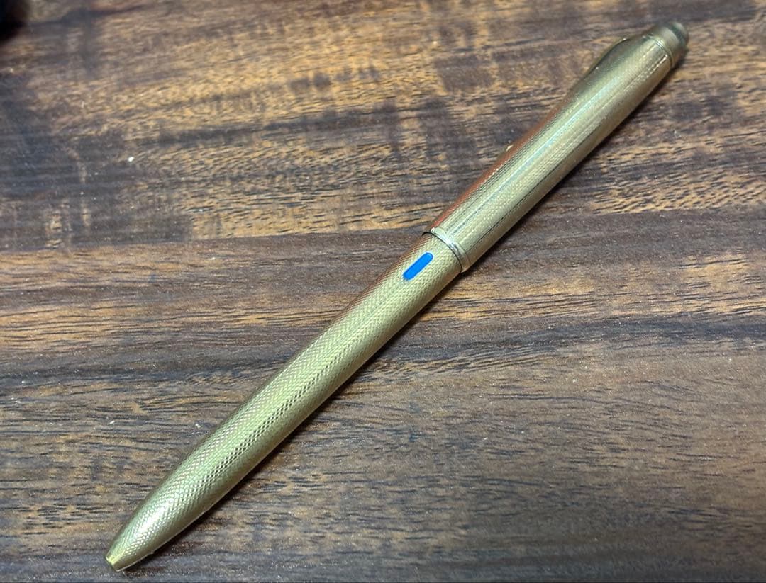 vintage 無銘　ツイスト式2色ボールペン　金張