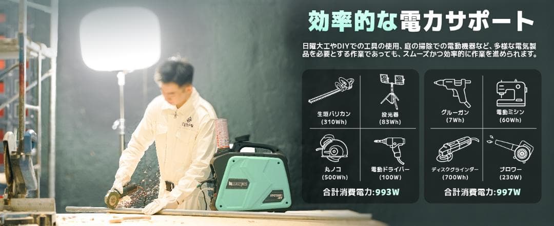 カセットボンベ式 インバーター発電機 1.0kVA ガス発電機 軽量 12kg