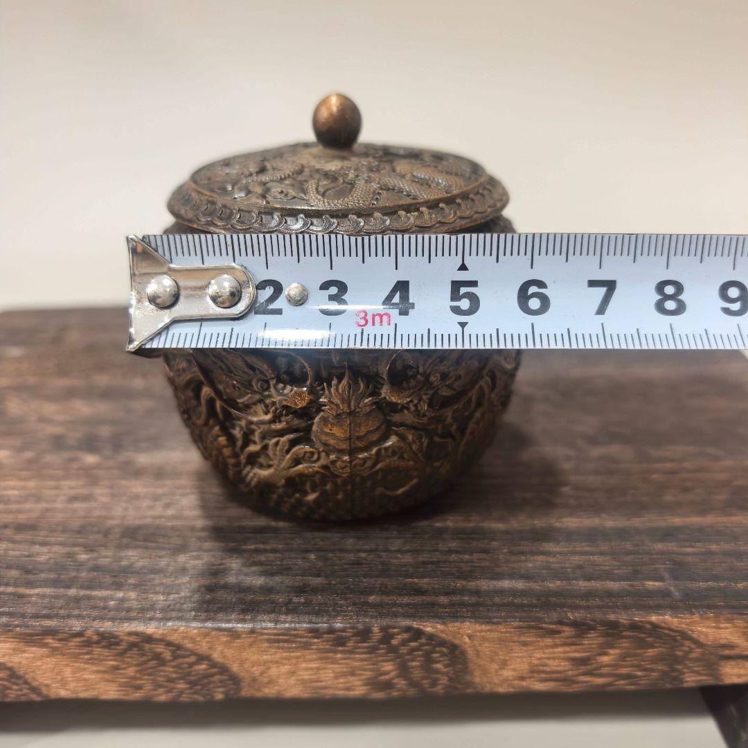 銅器 双龍茶壺 蓋付 茶道具 香道具 装飾品 工芸品 美術品