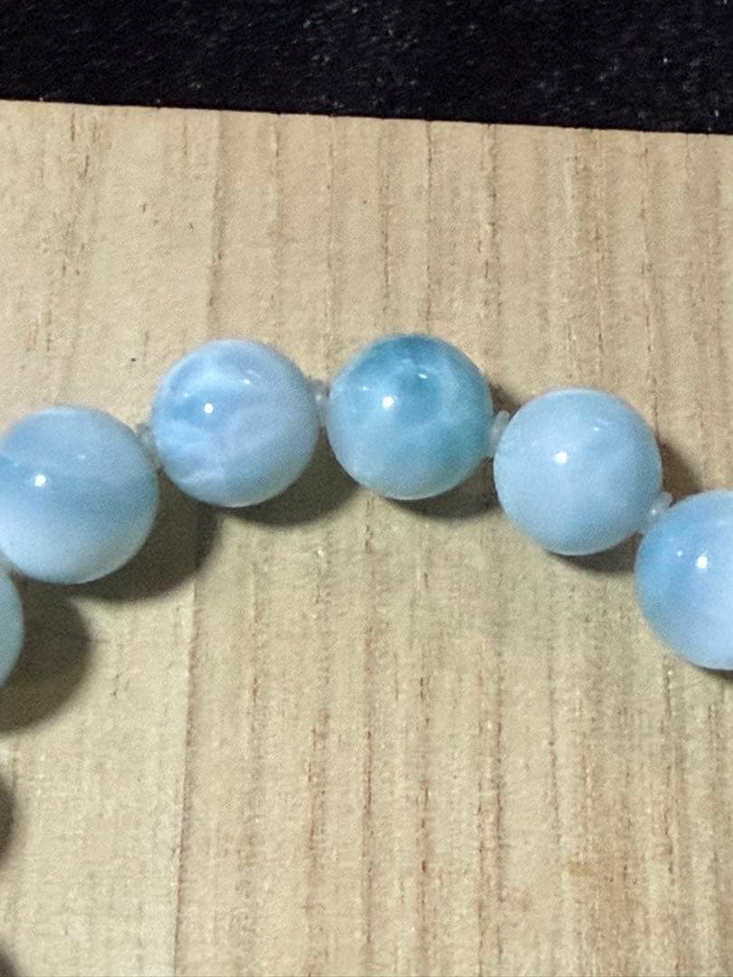 アイスラリマーブレスレット 玉サイズ約10mm.腕サイズ16～16.5未使用品