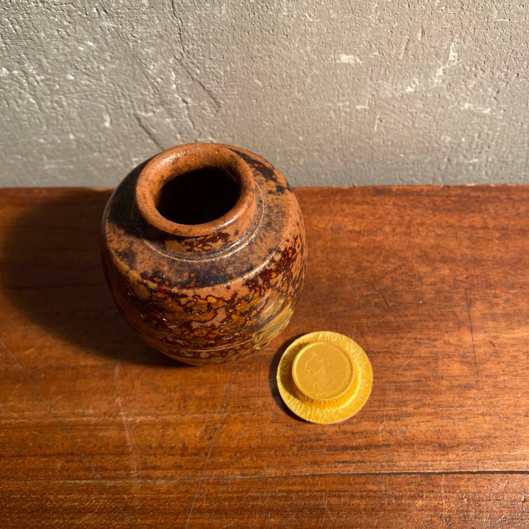 赤津焼 加藤錦雄 雨龍間道 瀬戸肩付茶入 美品 共箱 骨董品 茶道具 抹茶