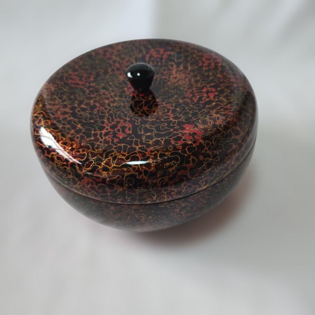 津軽塗 菓子器 丸型　蓋付き
