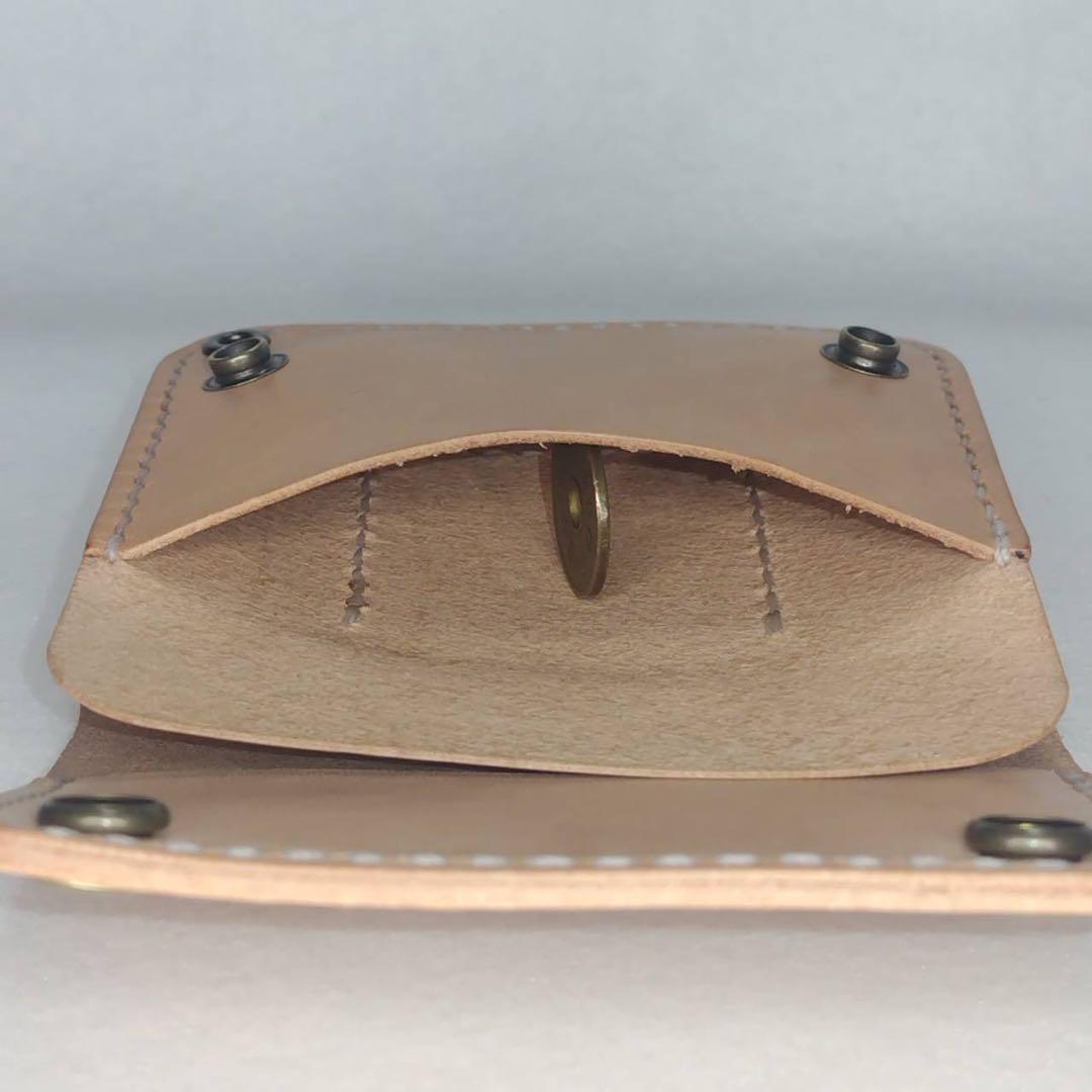 【ハンドメイド】総手縫い ヌメ革 革財布 トラッカーウォレット ショートサイズ