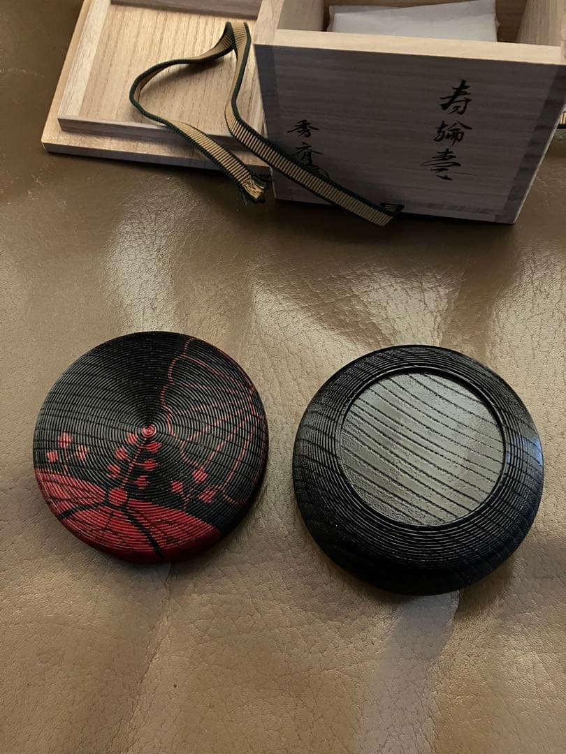 寿輪棗 茶道具 加賀蒔絵師 中谷秀斉作 菊桐模様 金箔 漆器 椀 共箱 木箱