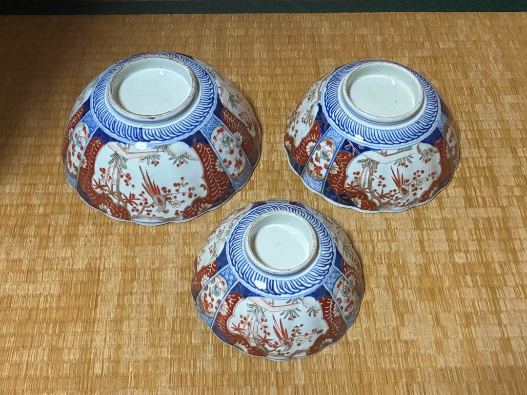 古伊万里 色絵 金彩 花鳥紋 三ツ組鉢 盛鉢 時代物