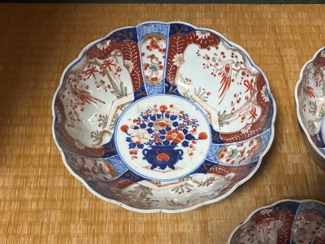 古伊万里 色絵 金彩 花鳥紋 三ツ組鉢 盛鉢 時代物