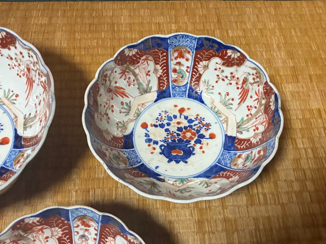 古伊万里 色絵 金彩 花鳥紋 三ツ組鉢 盛鉢 時代物