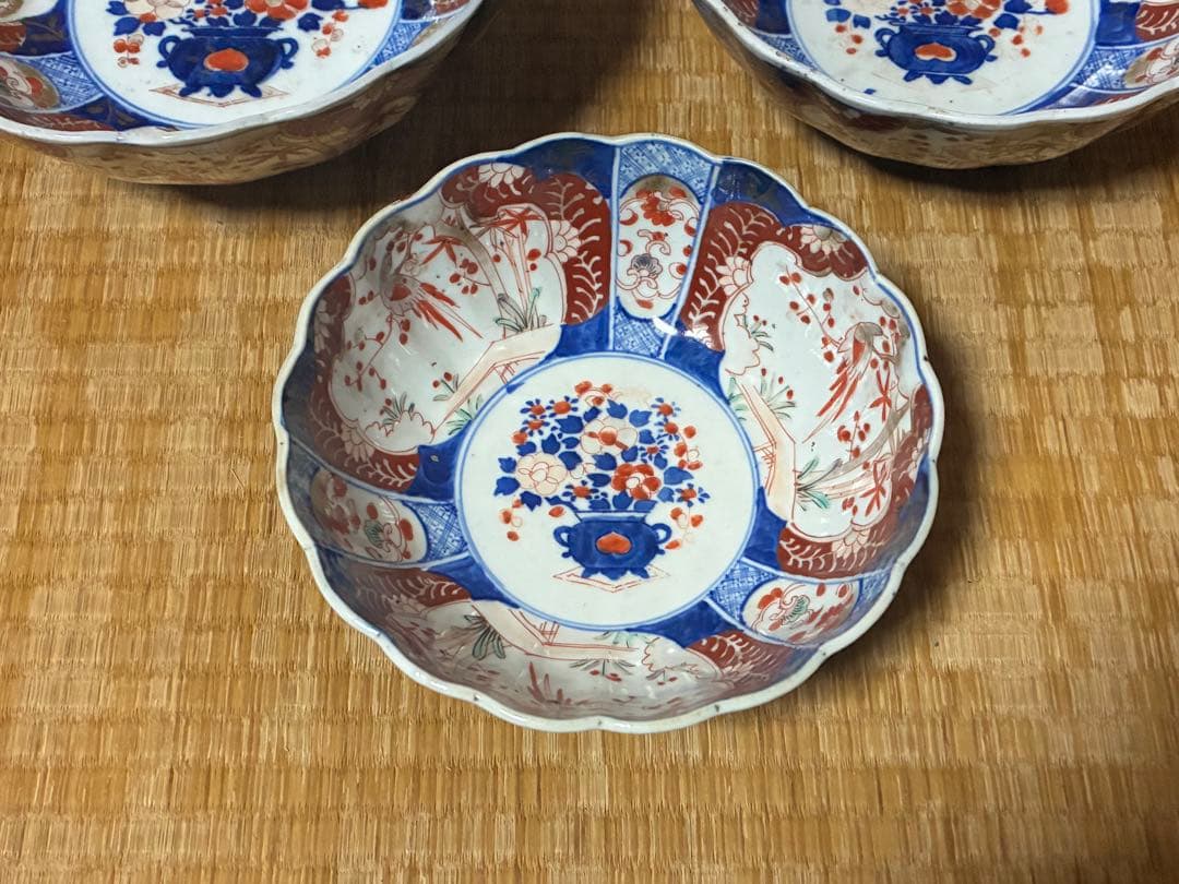 古伊万里 色絵 金彩 花鳥紋 三ツ組鉢 盛鉢 時代物