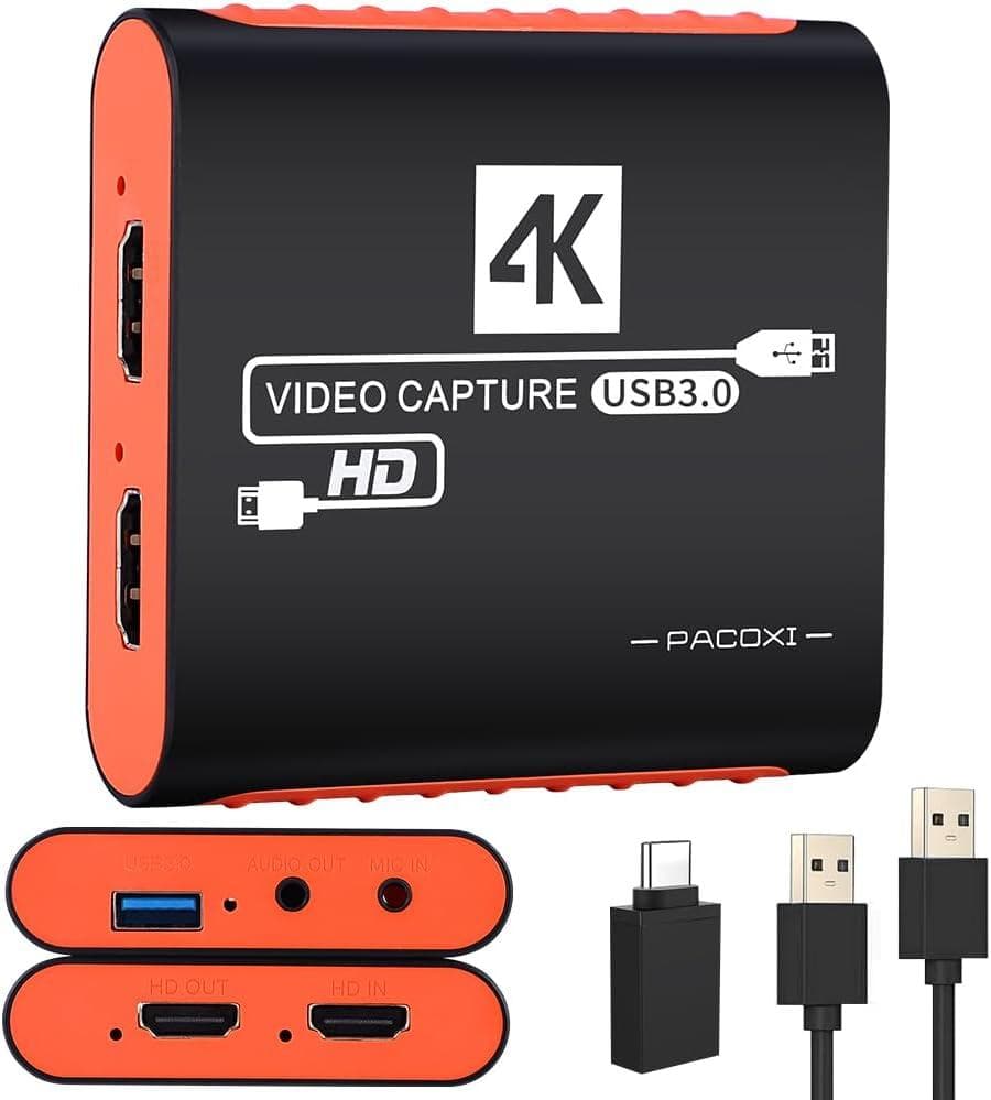 PACOX1 キャプチャーボード　4K　オレンジ　Switch PS5に対応