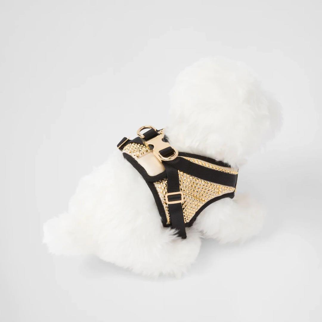 PRADA Re-Nylon クリスタルスタッズ サテン ドッグハーネス