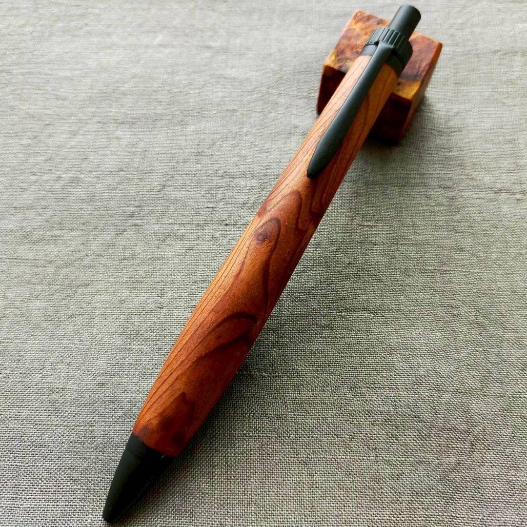 レッドウッド瘤　ハンドメイド　木軸ボールペン　G2　天然木　ブラック