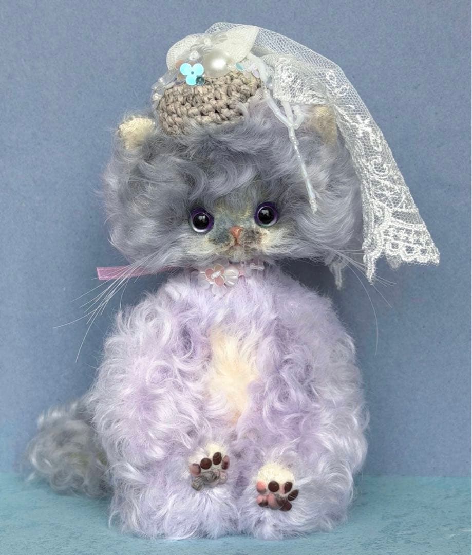 美しい優雅仔猫 アーティストベア 海外作家様 ハンドメイド ぬいぐるみ