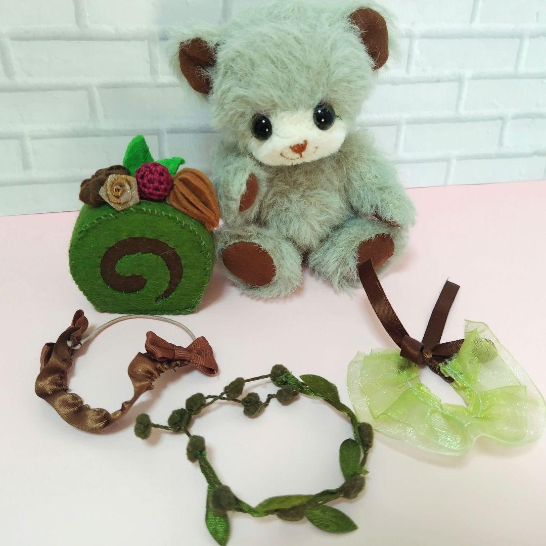 ハンドメイド ぬいぐるみ♪ 抹茶ロールケーキ テディベア