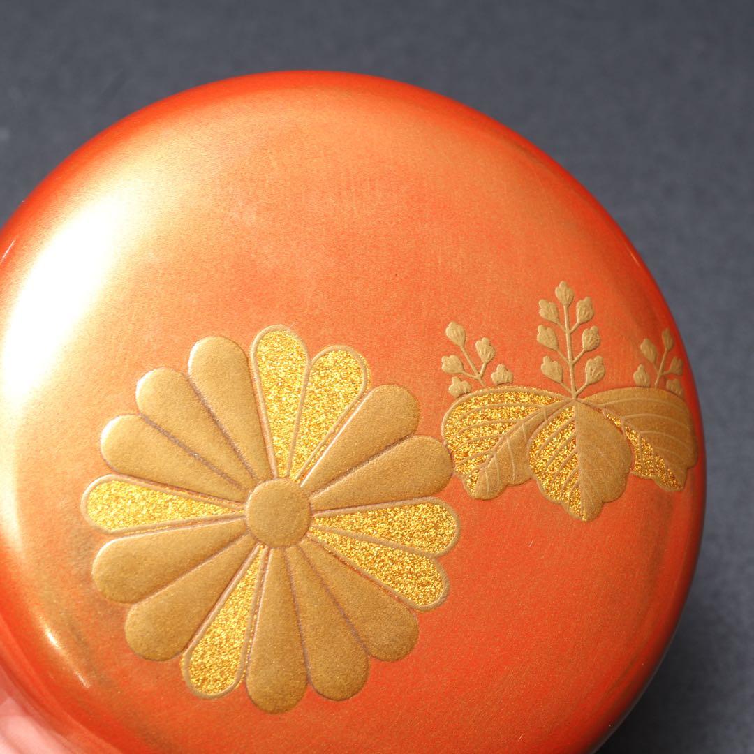 棗　高台寺蒔絵　朱漆　一后一兆　二重箱共箱　共布　R1691