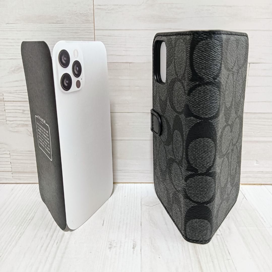 【未使用】COACH iPhone 12/12 pro 手帳型ケース ブラック