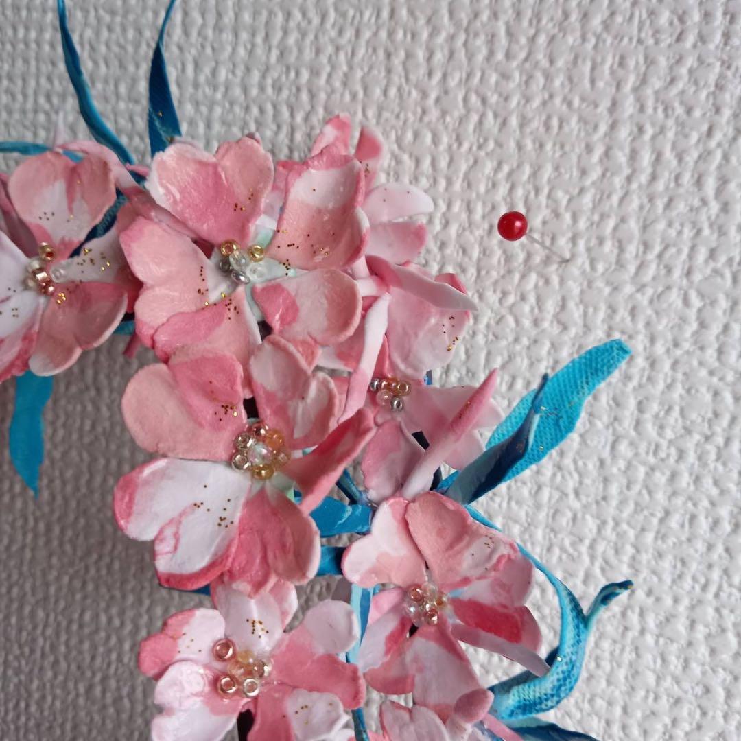 【一点物！】 ピン1本で飾れる桜のリース