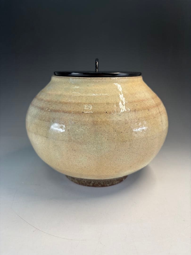 【中古品】茶道具　奥村考山造　粉引水指（共箱）