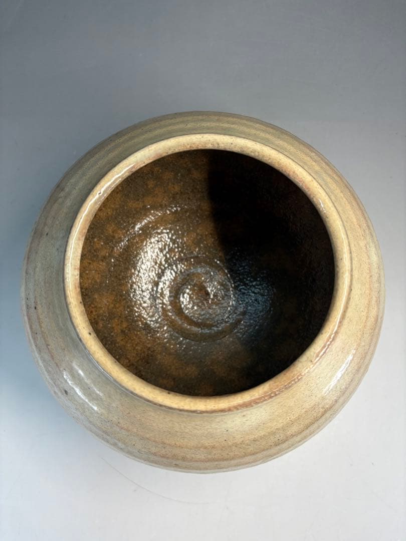 【中古品】茶道具　奥村考山造　粉引水指（共箱）