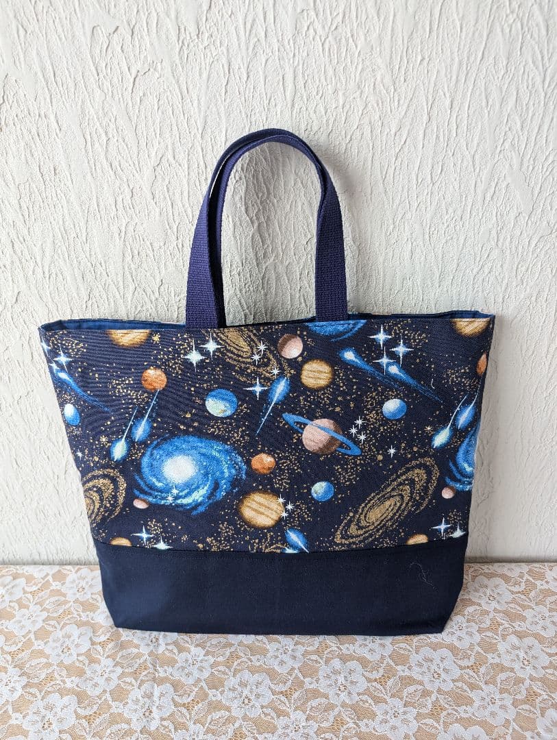 入園入学6点セット　ブルー＆宇宙柄　レッスンバッグ☆上履き袋☆体操着袋