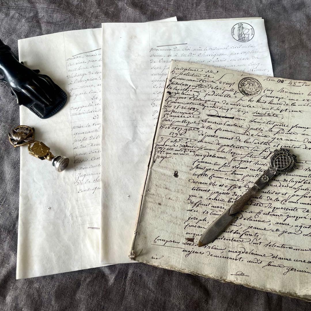 羊皮紙のマニュスクリ①19世紀カリグラフィー　紙もの　古書　フランスアンティーク