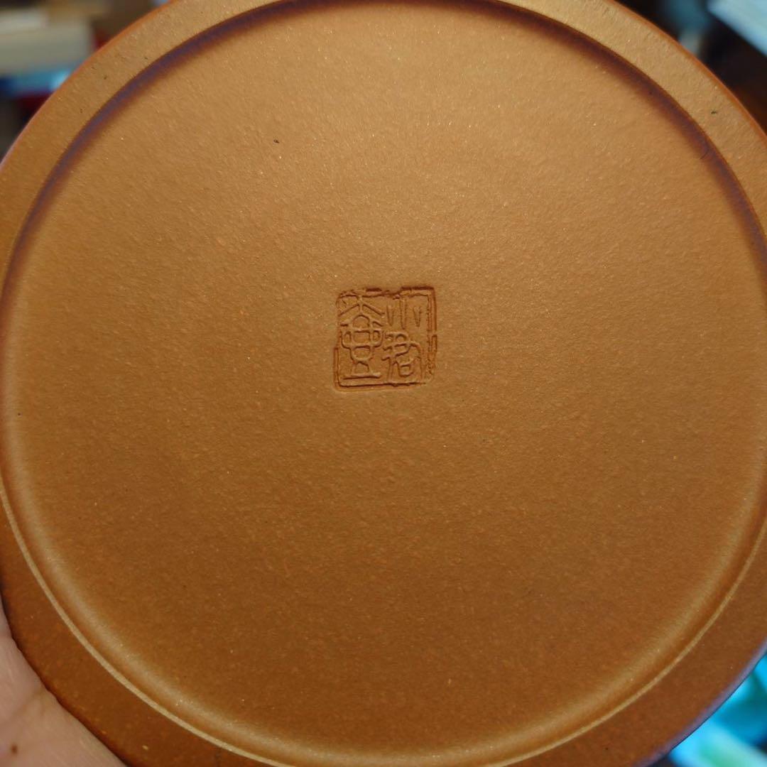 中国茶器　竹茶盤付 宜興朱泥急須　仕覆付 完品 功夫茶道具 高級箱入