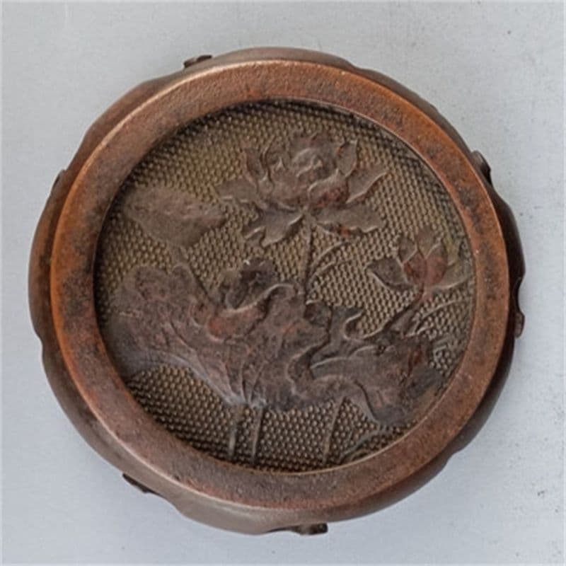 銅器 香炉 象耳蓮花帯台台套炉 盤香 線香炉 仏堂 奉納 工芸品 置物