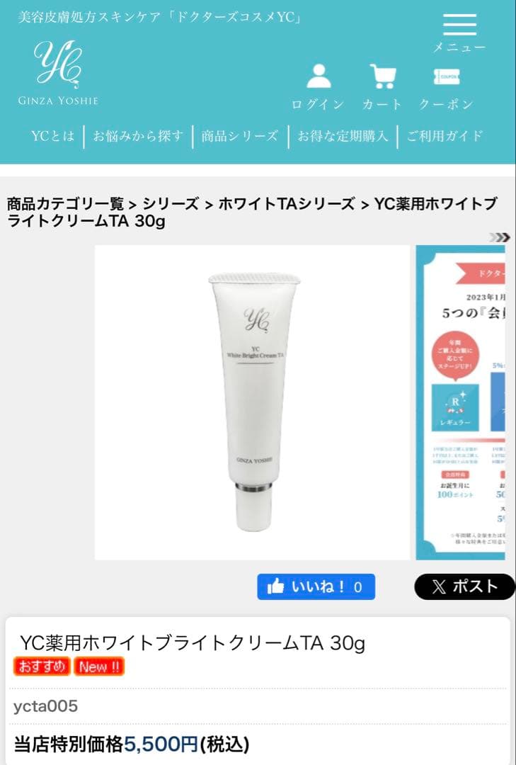 YC薬用ホワイトブライトクリームTA 業務用 160g