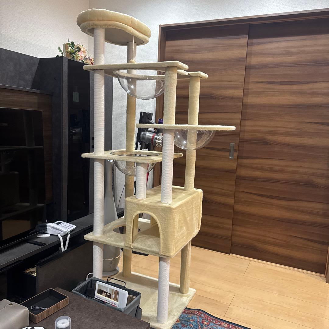 キャットタワー 多層構造 透明ボウル付き