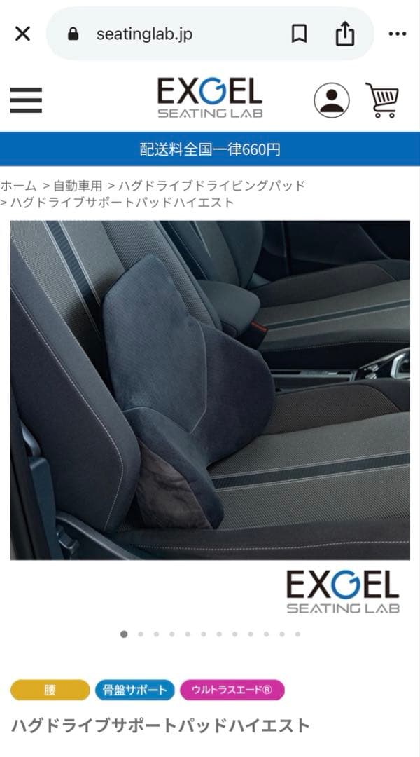 EXGEL ハグドライブサポートパッドハイエスト 人間工学デザイン