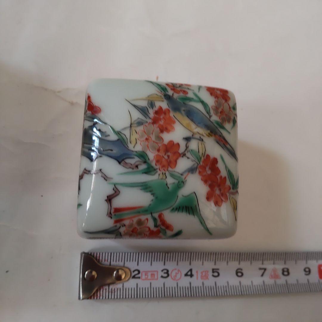 京焼 香合 樋口一星 作 色絵香合 色彩 花鳥 共箱 栞 茶道具 新品 未使用