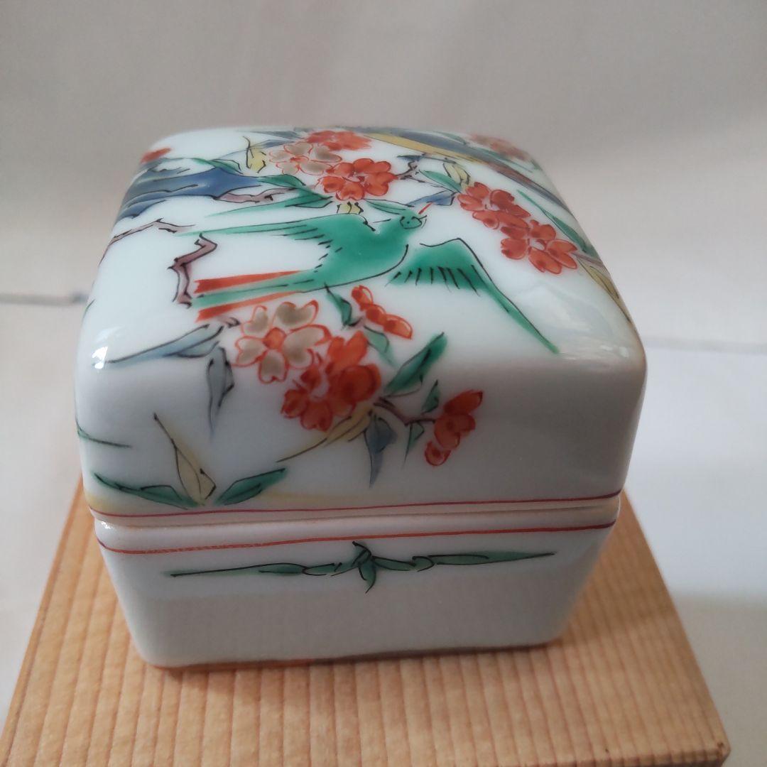 京焼 香合 樋口一星 作 色絵香合 色彩 花鳥 共箱 栞 茶道具 新品 未使用