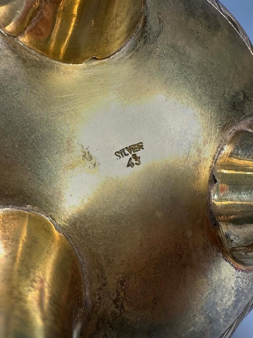 中国美術　純銀製　刻印有　双龍耳刻龍文嵌百宝瓢箪形三足香炉　重さ355g