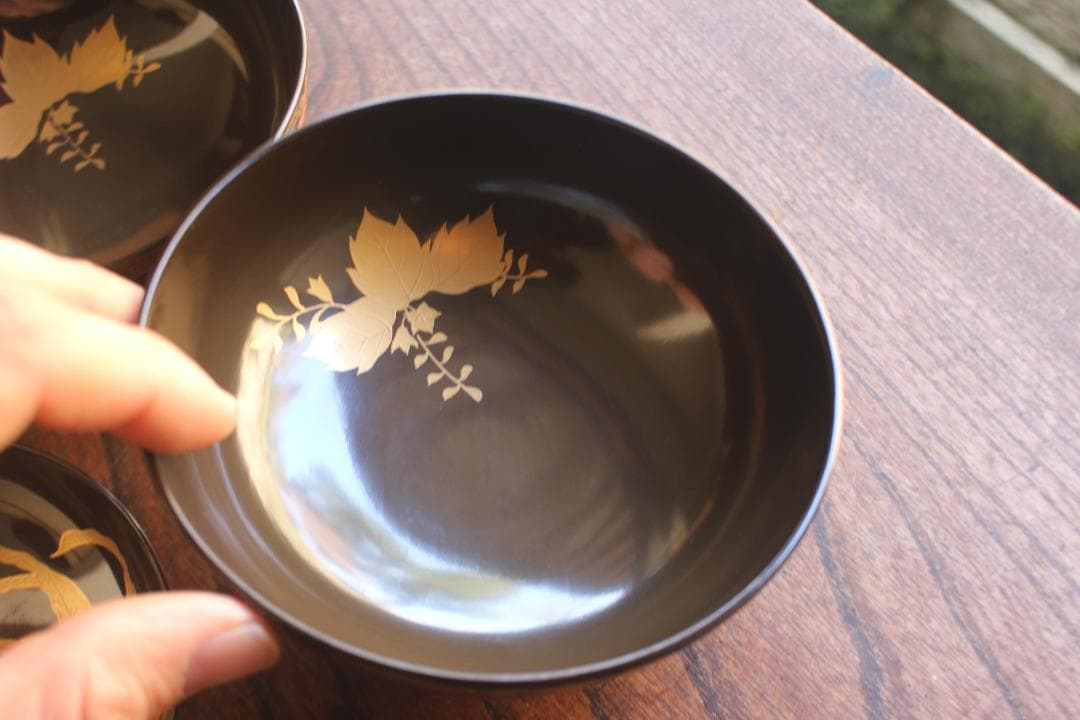 時代逸品！趣ある千筋糸目に優美な鳳凰蒔絵の映えるお椀2点（検輪島塗蒔絵椀