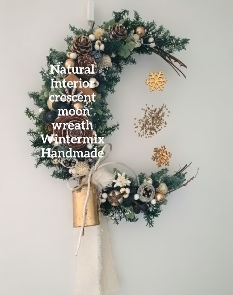 ♡Rusty♡ドライフラワー三日月リースWintermixリンゴリース♡