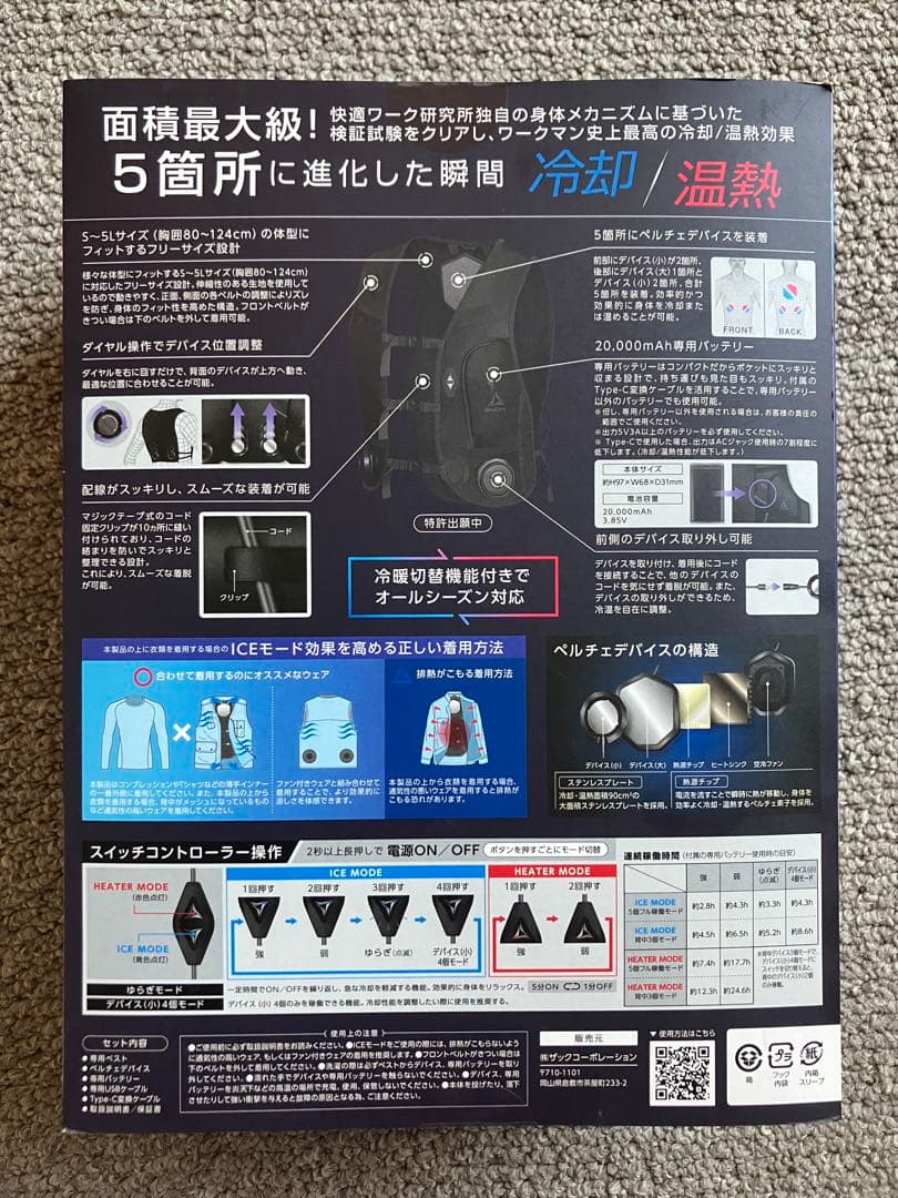 新品、未使用【即日発送】ワークマン　ペルチェベスト　Pro２　2025年モデル