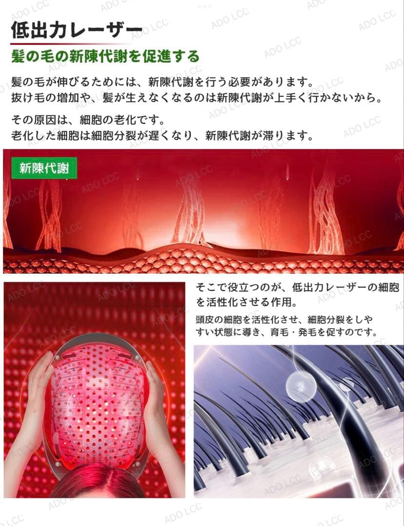 育毛ヘルメット キャップ 赤色LED