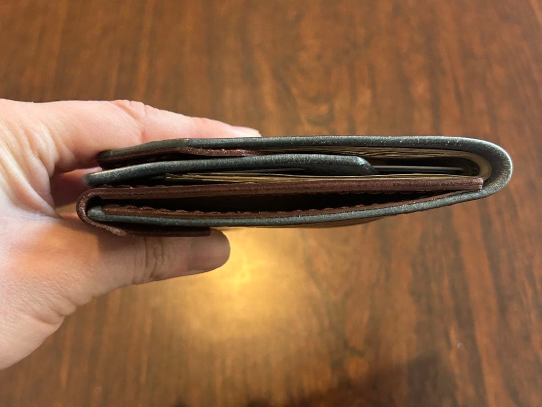 本革 ミニ財布 コンパクト財布 ハンドメイド レザー 手縫い 二つ折り　財布