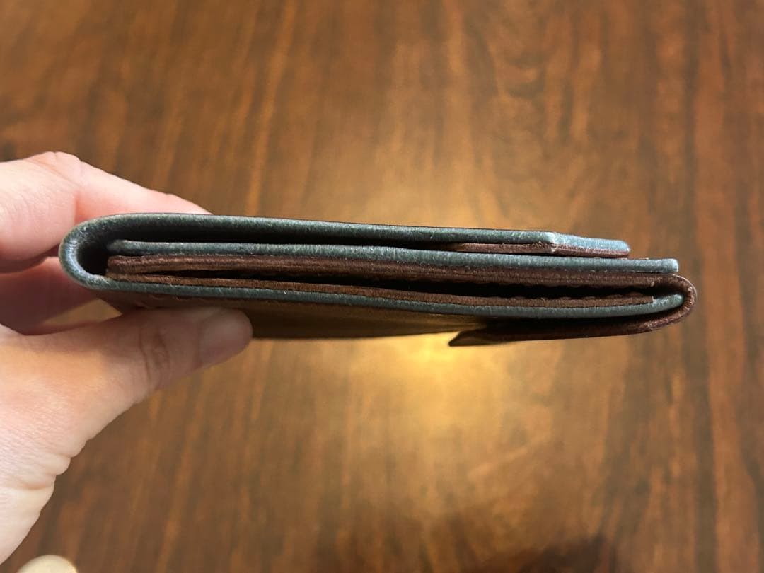 本革 ミニ財布 コンパクト財布 ハンドメイド レザー 手縫い 二つ折り　財布