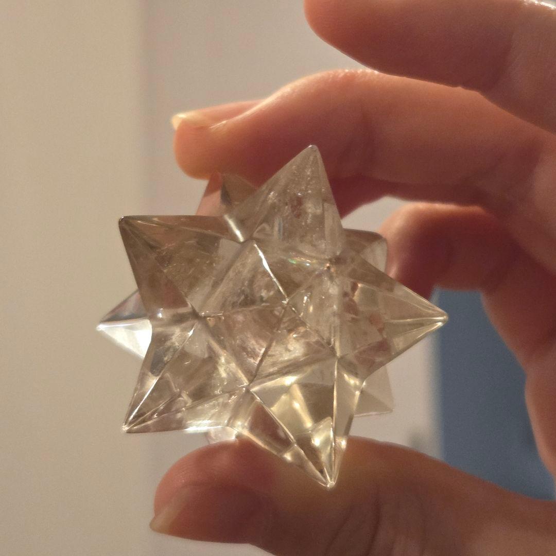 ヒマラヤ天然水晶 アステロイド彫刻 レインボー入り スモーキー水晶